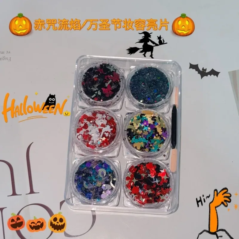 6Pcs/Set Sparkly Colorful Eye Glitter Gel Festival Glitter Face Hair Sequin Gel Cream Heart Star Moon Sequins