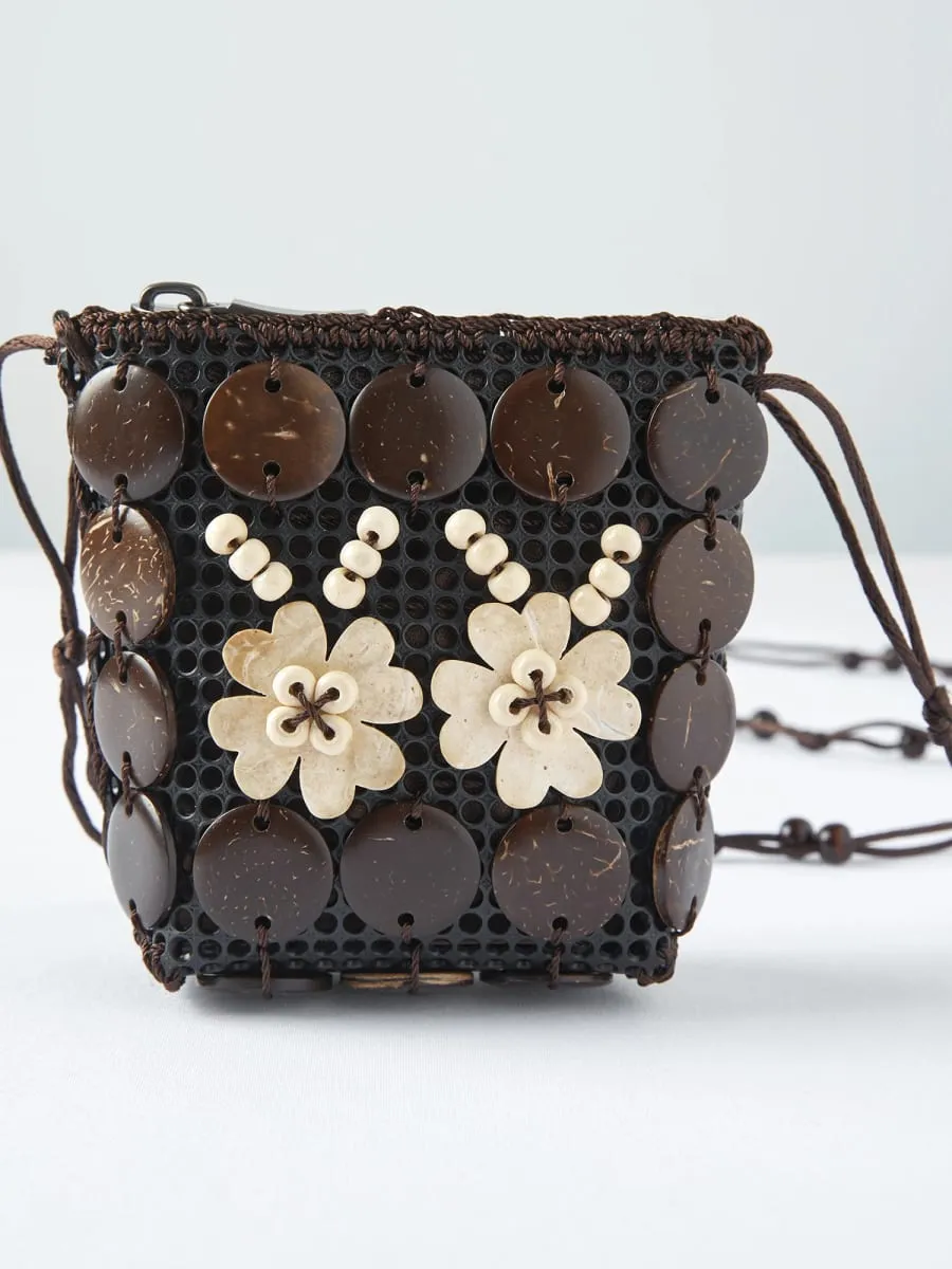 2026 Summer Women's Handwoven Wooden Bead Mini Crossbody Bag - Retro Style with Beaded Accent for Vacation and Daily Use — image 4