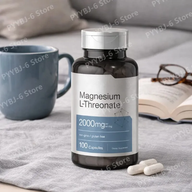 Magnesium L-Threonate2000mg 144mg Elemental Magnesium 100Capsules Non-GMO Gluten Free Supplement for Adults Supports Bone Health