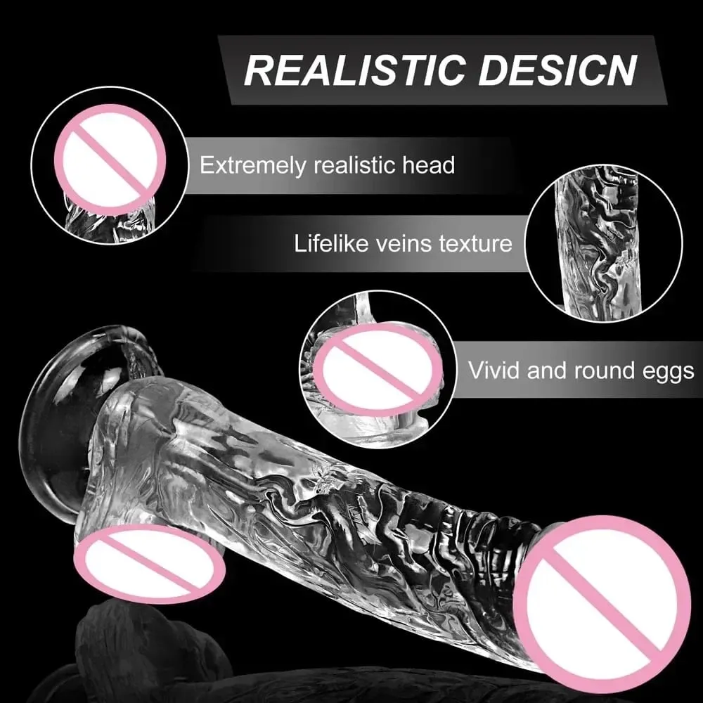 Transparent Soft Jelly Dildo Realistic Fake Dick Penis Sucker Butt Plug Sex Toys for Woman Men Vagina Anal Sex Toys