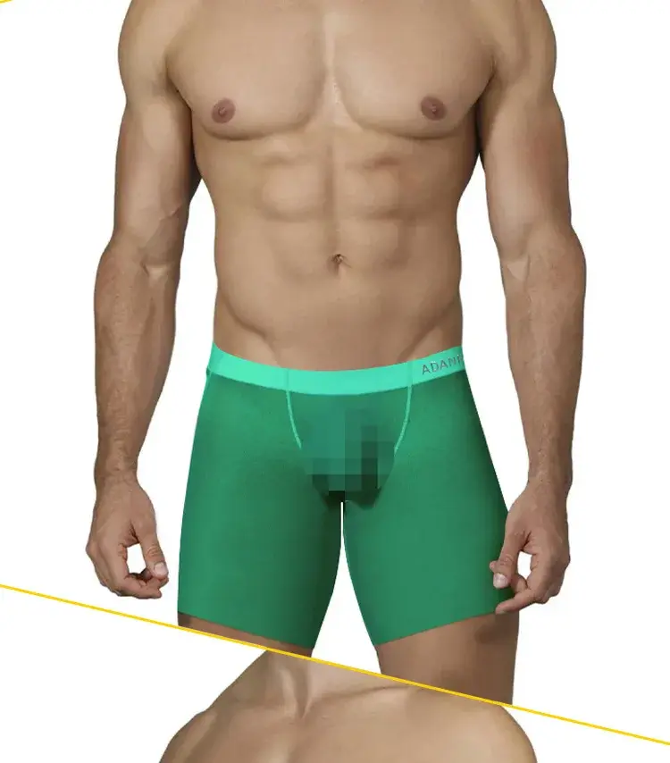 0.01mm Ultra-manipis na Kasuotang Panloob ng Lalaking Mahabang Boxer Shorts na Paglamig ng Yelo Silk Transparent Gym Fitness Underpants Mga Seamless Mesh Slips