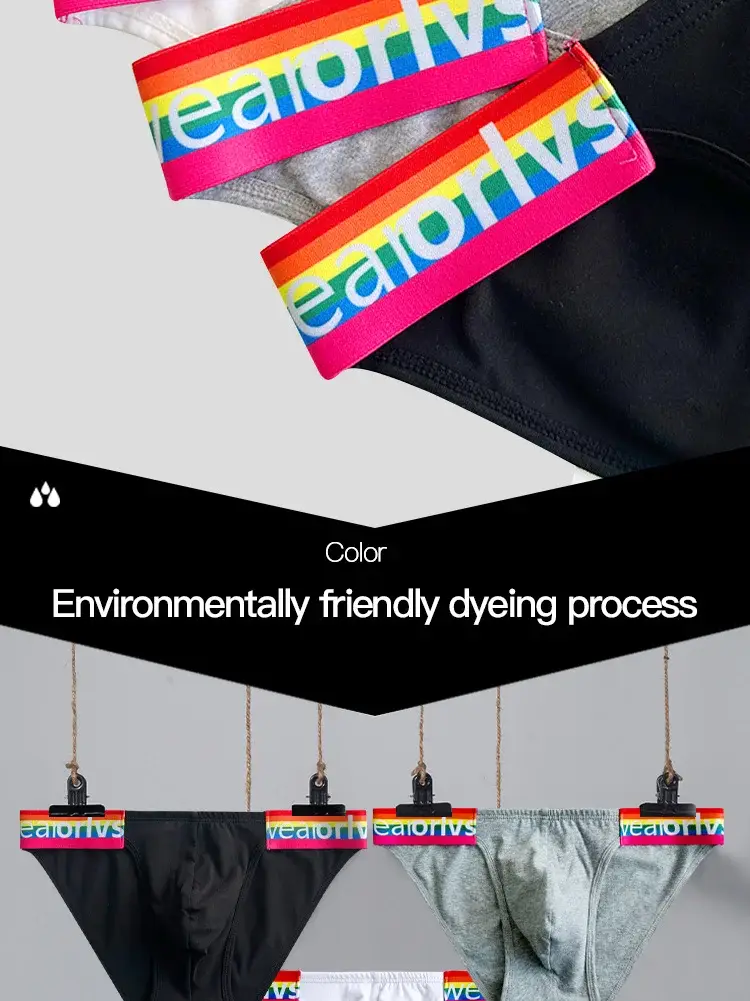 1PCS Slim Low Rise Men Cotton Briefs Heather Grey Rainbow Letter Waistband 3D Pouch Comfort Fashion Mens Underwear — image 5