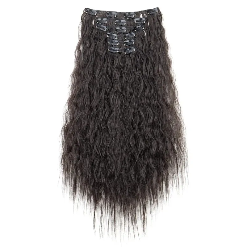 22Inch Synthetic 6pcs/set Long Kinky Curly Clip-in Hair Extension Thick Fiber Increase Hair Volume Hair for Women Daily Use