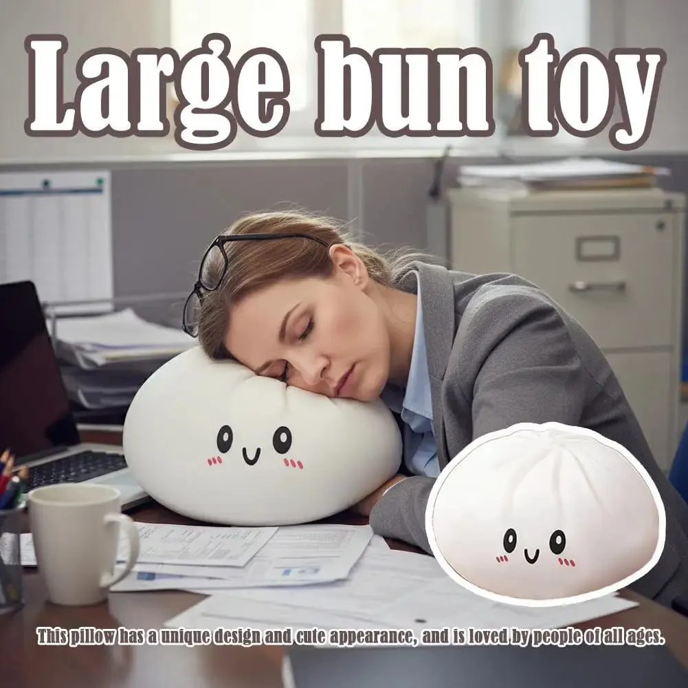 Soft Bouncy Large Dumpling Hug Pillow Stress Relief Food Plush Toy Full Fluffy Filling for Comfort Cute Steamed Bun Shape