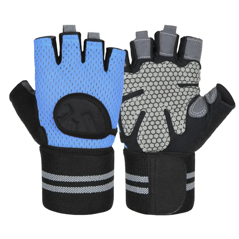 Anti Slip Shock Breathable Half Finger Gloves Breathable Cycling Gloves Fitness Gym Bodybuilding Crossfit Exercise Sports Gloves
