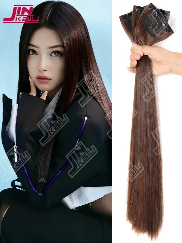 JKL Long Hair Extension Pieces Realistic Volume Boost Invisible Traceless Three Piece Set Asian Synthetic Hair Extensions