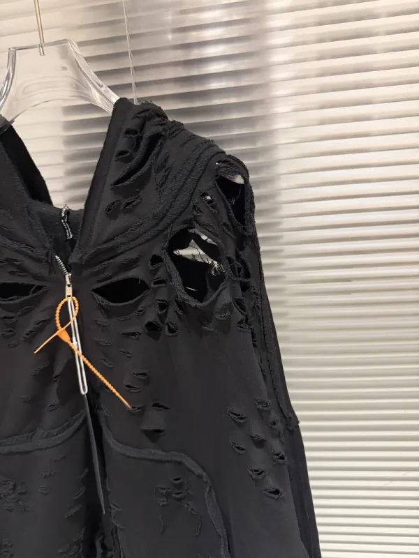 High Quality Ripped Hole Zipper Sweatshirts Hip Hop Woman Hoodies Streetwear Men Clothing