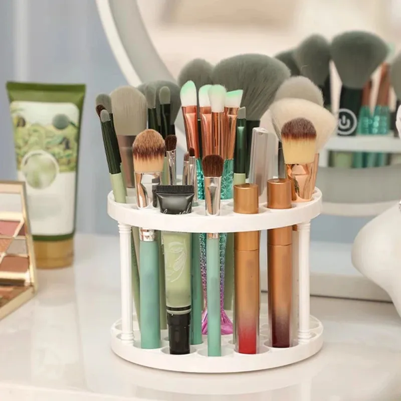 45-Hole Rotating Makeup Brush Stand – Keep Brushes Visible & Within Reach Beauty Storage Organizer