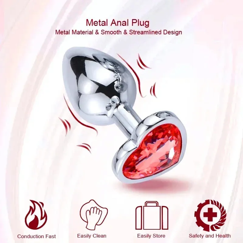 S/M/L anální kolík Heart Metal Crystal anální kolík pro ženy Odnímatelný anální kolík z nerezové oceli Muži Stimulátor Anální sexuální hračky Dildo