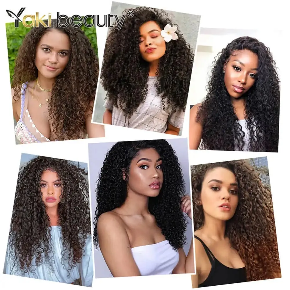 26'' Synthetic Jerry Curly Hair Extensions Double Weft Clip-In Full Head 6PCS/Set Organic Ice Silk Hairpiece Black/Brown 160g