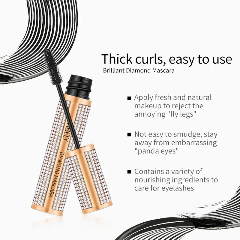 Diamond 4D Mascara Silke Fiber Vandtæt Lang Øjenvippeforlængelse Forlængelse Tyk Sort Mascara Øjenmakeup Produkter Kosmetik