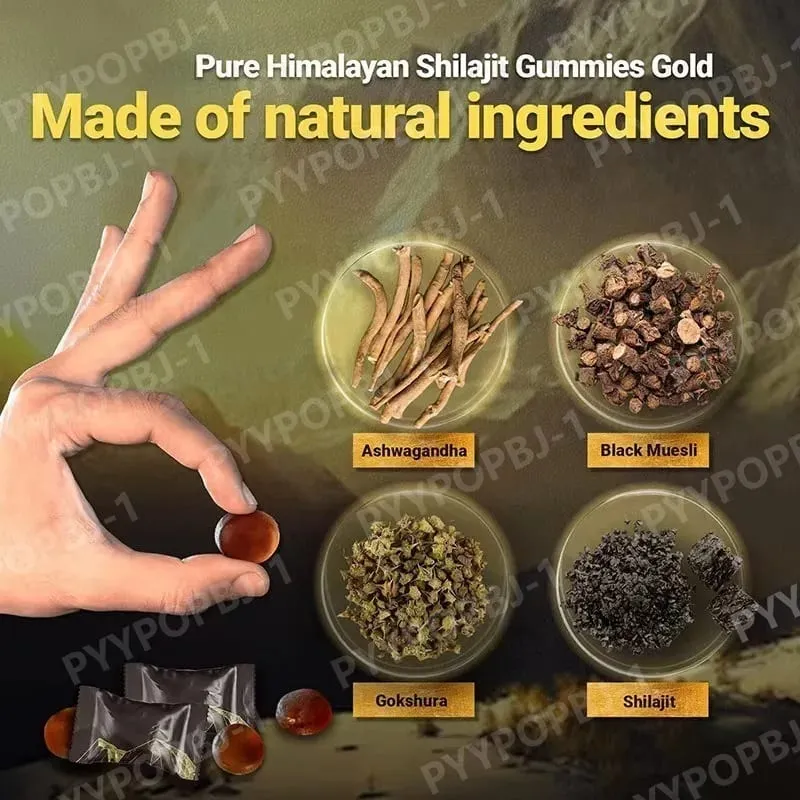 Pure Himalayan Shilajit Gummies Supplements Contain 3000mg xilaizhi & 85+ Trace Minerals Daily health support 60 Pieces