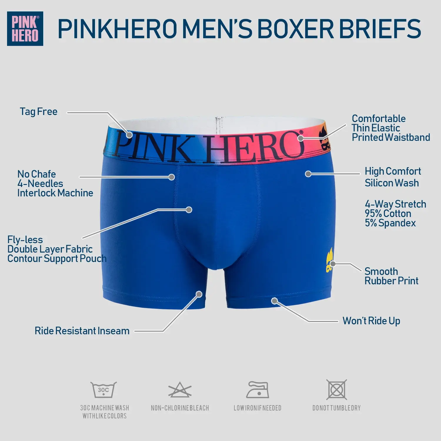 Underwear,Comfy And Soft Boxer Briefs，Standard European and USA Version Size,Funny Novelty Waistband Of The Rainbow