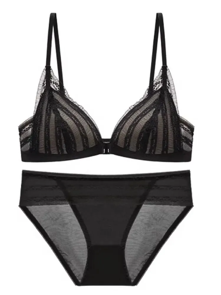 Push Up Bra for Small Breasts - Front Close Lace Bralette Wireless Demi Triangle Cup Sexy Underwear Thin Demi Cup Small Chest