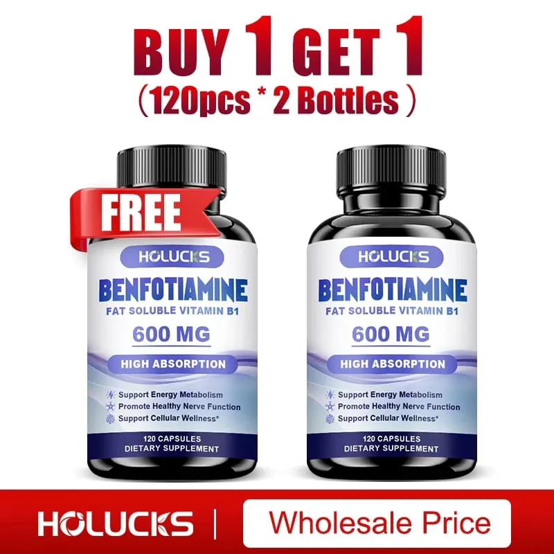 Benfotiamin 600mg | Overlegen Absorption Vitamin B1 til energimetabolisme og nervesundhed | 120 kapsler kosttilskud