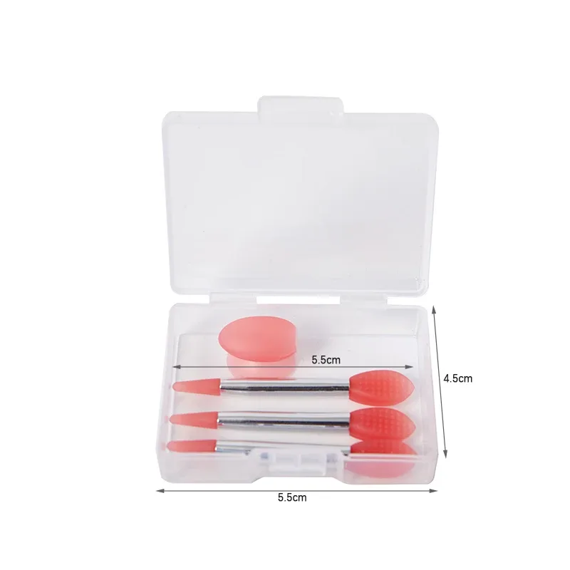 【M】 3 PCS Bálsamos Labiais de Silicone Escova de Máscara Labial com Ventosa Capa de Poeira Pincéis de Maquiagem Filme Labial Anti-perda Capa de Poeira