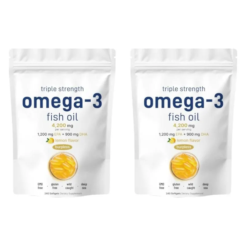 Triple Strength Omega 3 rybí olej doplňky 4200 mg EPA bez odřeniny s citronovou příchutí 1200 mg DHA 900 mg 240 měkkých gelů — image 8