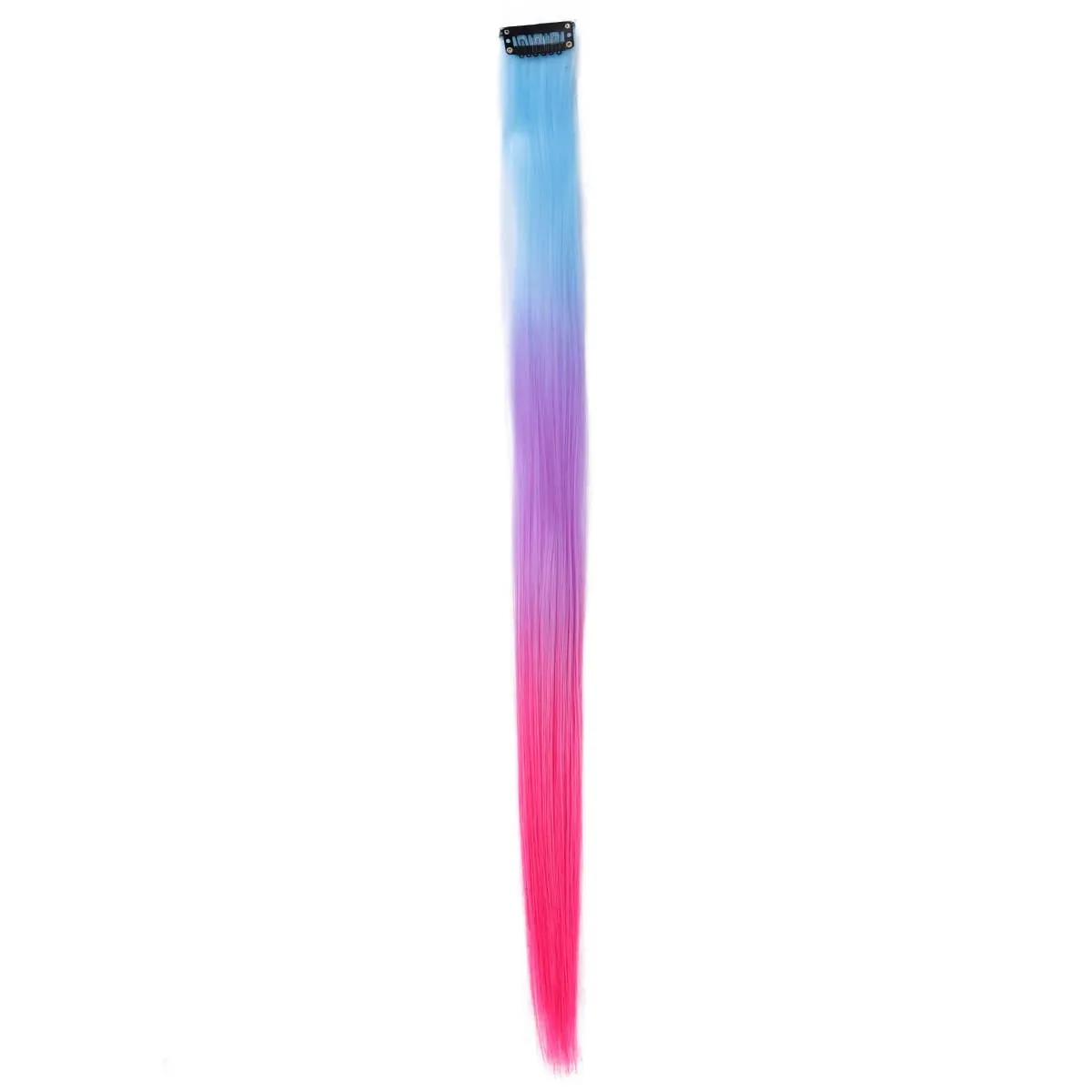 1Pcs Gradient Color Clip in Hair Extensions Party Highlights Wig Synthetic Straight Hairpiece for Girls Kids Christmas Party Use
