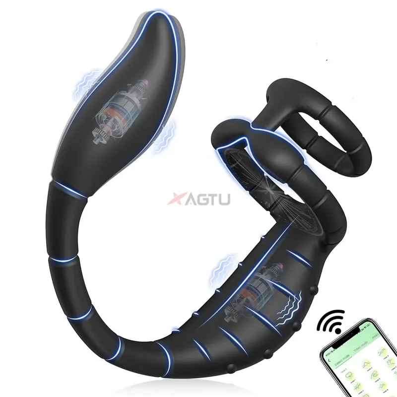 Vibrating Cock Ring Male Prostate Massager Stimulator for Men APP Control Sex Toy for Couples Anal Vibrator Penis Ring Butt Plug