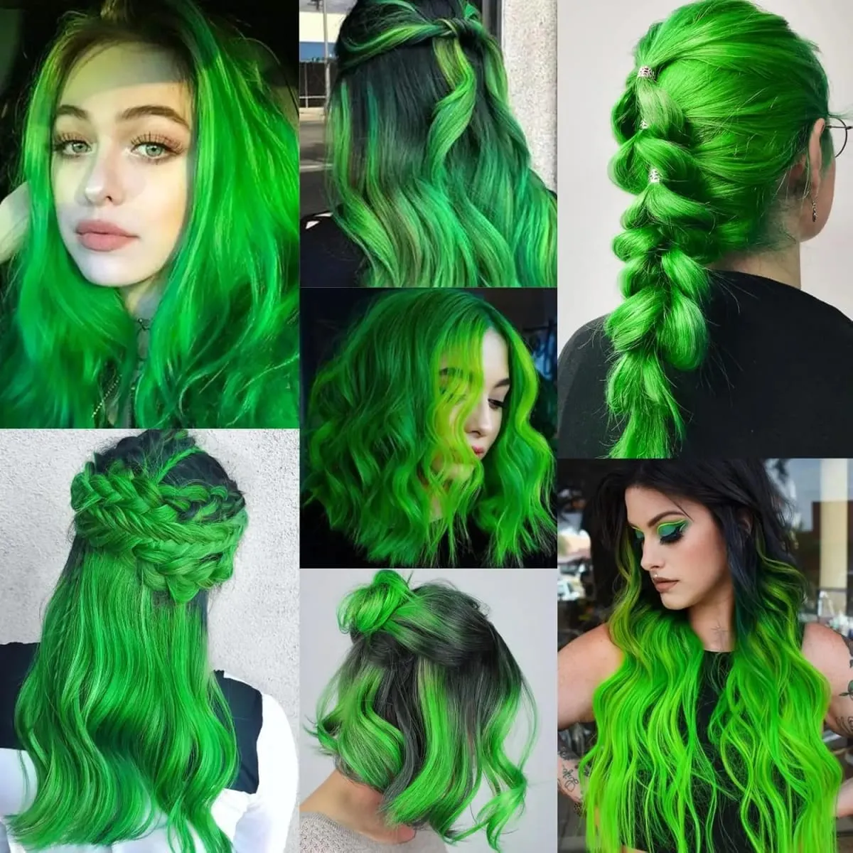 12 PCS Green Hair Extensions Clip in Colored Party Highlights Extension for Kids Girls Synthetic Hairpiece Straight 22 inch — image 6