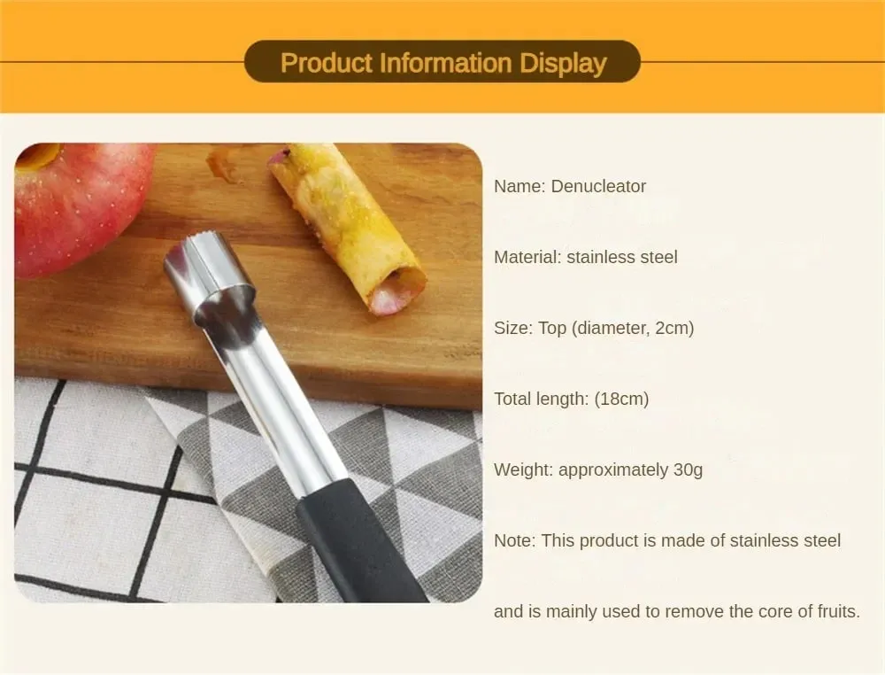 1PC Stainless Steel Fruit Core Extractor Kitchen Gadget Apple Pear Fruit Core Extractor Household Kitchen Plastic Handle