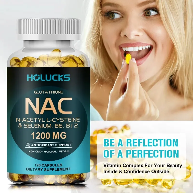 NAC Capsules 1200mg - Support Skin Health Cellular Energy Antioxidant Detox Enhance Immunity Improve Digestion