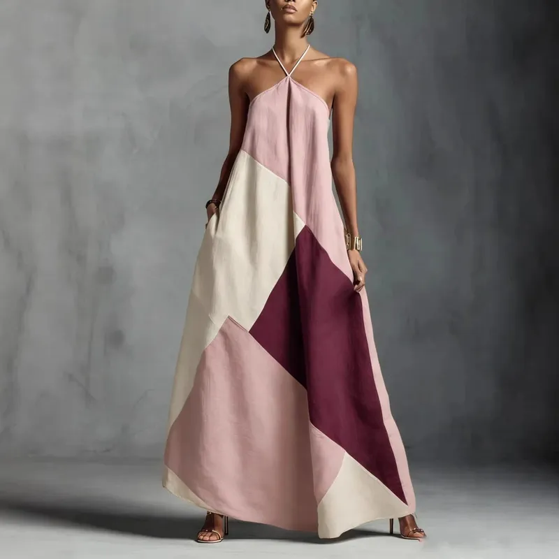 2026 New Cross-Color Printed Cross-Border Dress Loose Long Skirt Leisure Spring and Summer Style