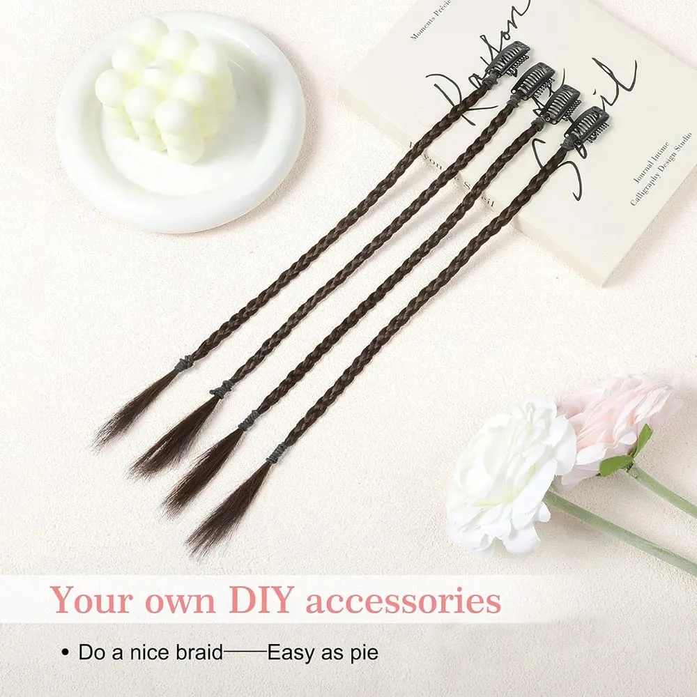 4pcs 20"Long Synthetic Clip-In Box Braid Hairpiece Extension Boho Hairstyle High-Temperature Fiber Daily Costume Party K-POP