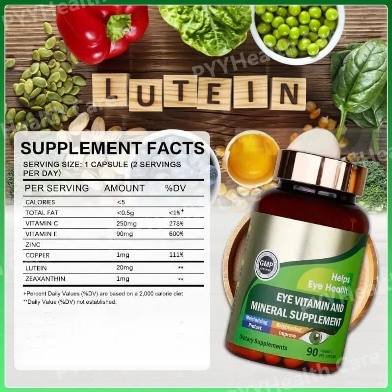 Lutein Eye Vitamins Health Capsule with Lutein Zeaxanthin & Zinc Daily Eye Nutrition Support for Vision Care 90 Count Per Bottle
