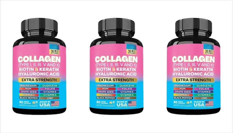 Collagen Biotin Keratin Hyaluronic Acid Capsules Extra Strength with Vitamins A C E and Zinc Skin Health 90 Capsules — image 9