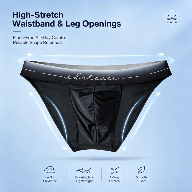 Trendy Men High Cut Ice Silk Briefs Printed Moisture Wicking Breathable Athletic Underpants Fit Bodybuilder Daily 1/3Pcs Set — image 6