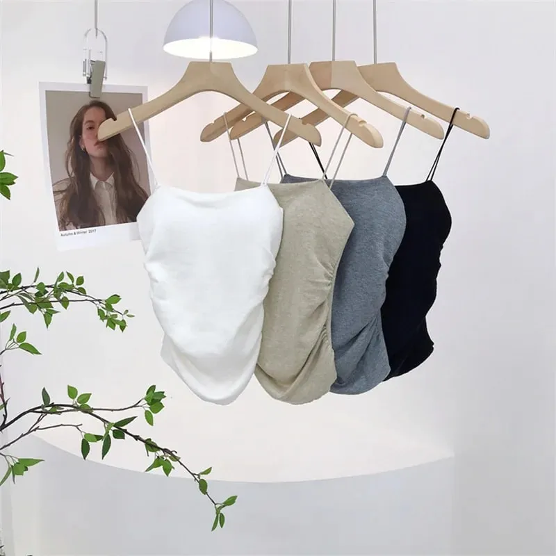 Soft Wool Padded Women's Cropped Crop Solid Sleeveless Basic Streetwear Corset Top Youthful Woman Clothes — image 2