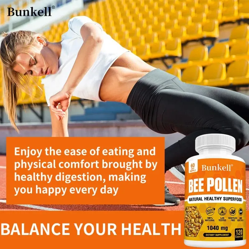 Bijenpollensupplement 100% natuurlijk rauw bijenpollen Vegetarische capsules Probiotische superfood Spijsvertering Immuunondersteuning en energie