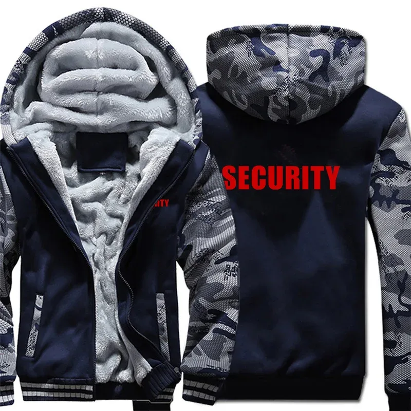 Security Hoodies Men Cool Winter Thicken Wool Liner Security Professional Work Clothes Sweatshirts Pullover Jacket