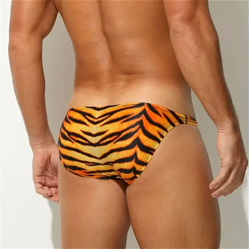 Leopard Ice Silk Mens Sexy Underwear Ultra-thin Silky Convex Pouch Briefs Smooth Man Panties Breathable Low Waist Men Underpants