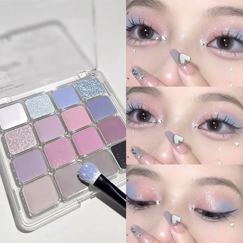 16 Color Eyeshadow Palette Matte Low Saturation Waterproof Glitter Blue Eye Shadow Long Lasting Pink Eyes Makeup Korean Cosmetic