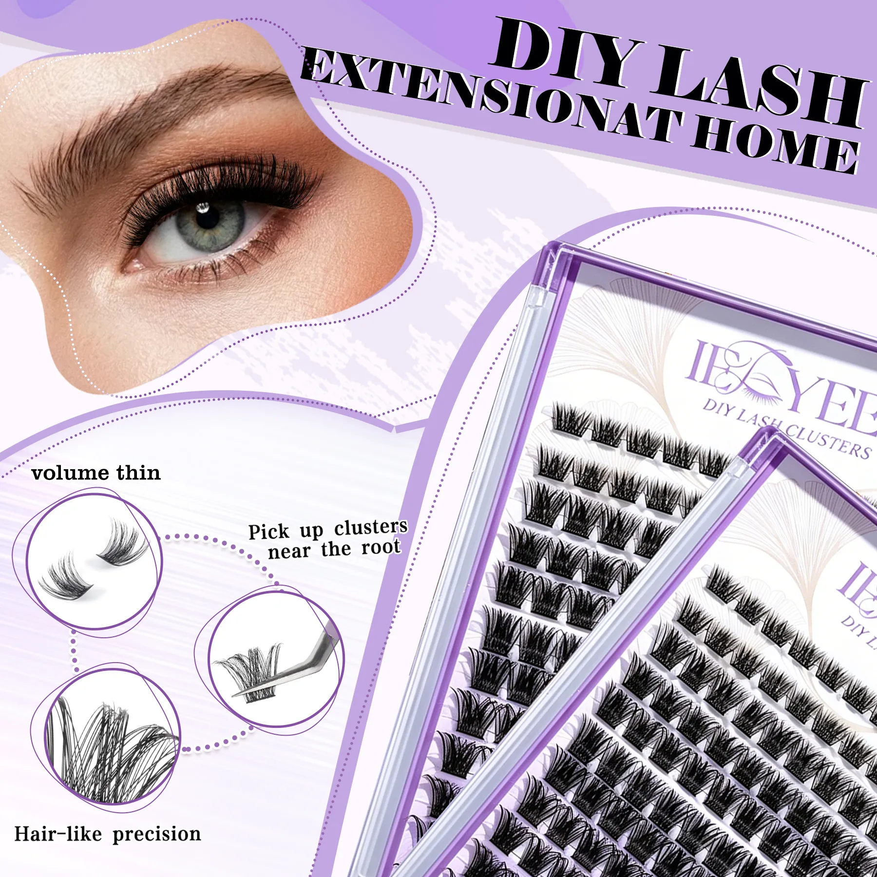 Wispy Thick Lashes Clusters Natural Fluffy Segmented Lashes 3D Individual Volume Lash 8-16mm Mixed DIY Eyelash Extension