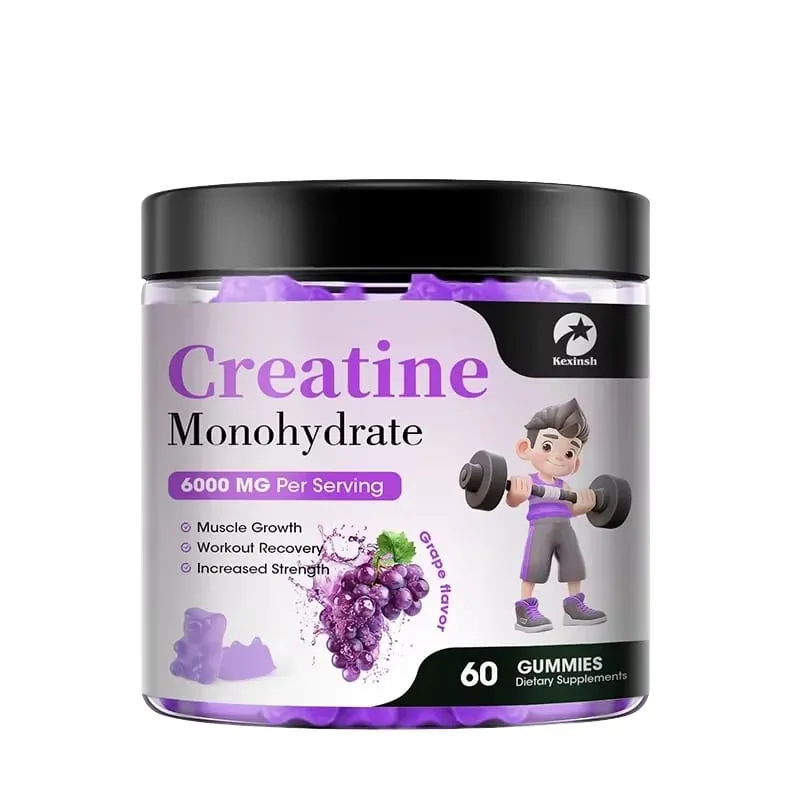 Gomitas de monohidrato de creatina Kexinsh, 6000 mg, creatina masticable sin azúcar para la fuerza muscular, aumento de energía para el desarrollo muscular