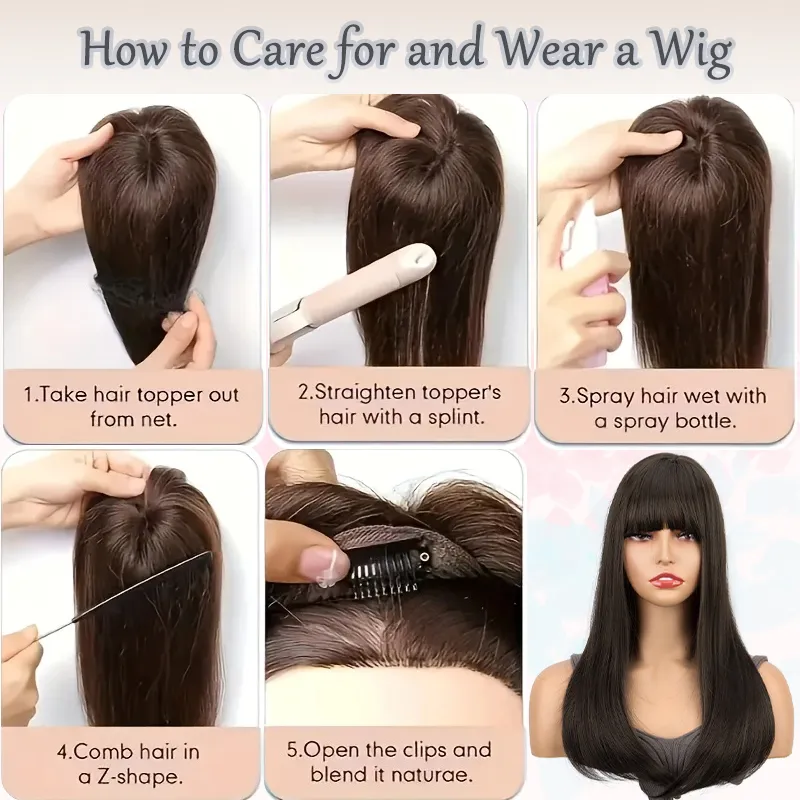 Synthetic Topper Hair Long Straight Invisible Hair Extension Loss Hairpiece Heat Resistant Fiber For Women Daily Styling