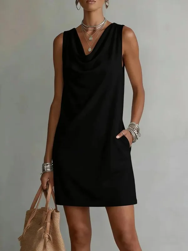 Women Casual Loose V-Neck Sleeveless Pocket Ruffles Dress Spring Summer Vest Tank Midi Dresses — image 11