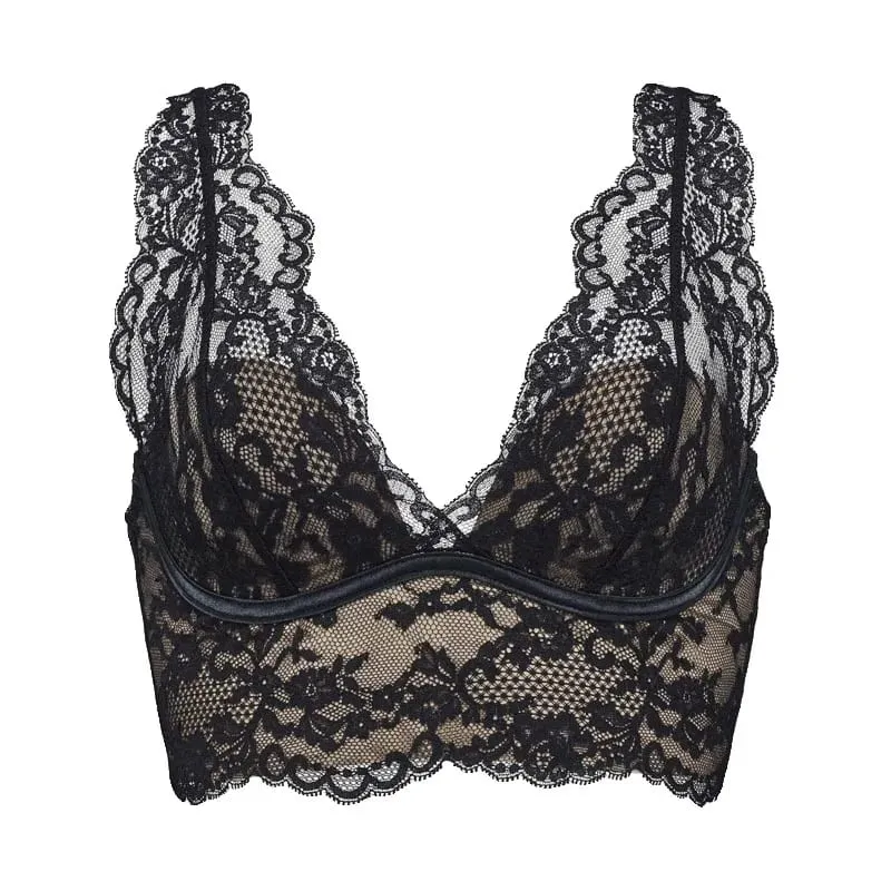 Women's French Lace Bralette Push Up Gathering No Underwire Backless Bra Sets Sheer Lingerie Outerwear Going Out Tops Size S- XL