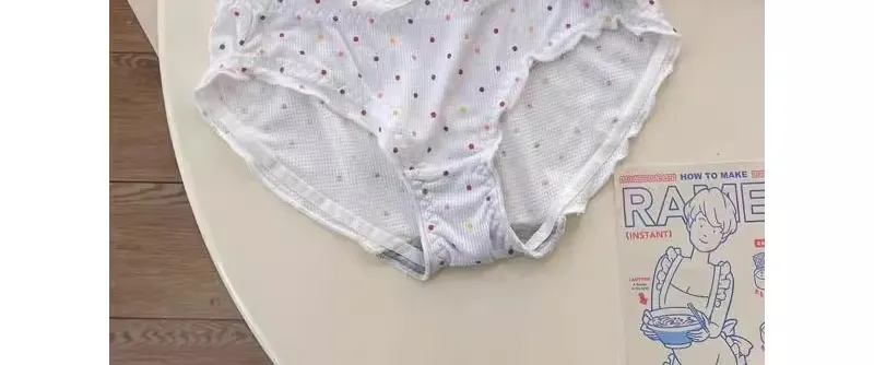 White Polka Dot Wireless Bra for Teens Push Up Bust Retraction Support Non Padded Bralette Set Small Chest Anti Sagging MOYISU
