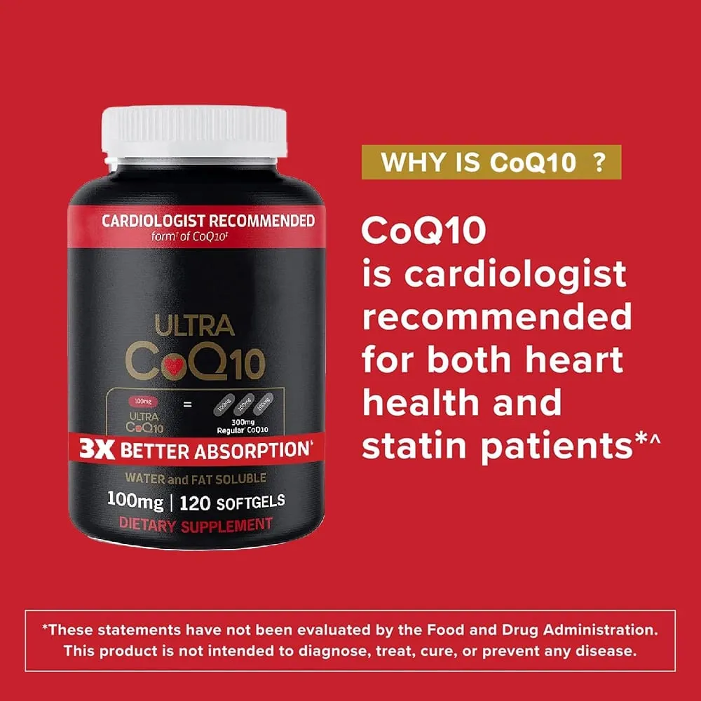 Ultra CoQ10 100mg Softgels 3x Better Absorption Antioxidant for Heart Health & Energy Coenzyme Q10 Vitamins and Supplements — image 4
