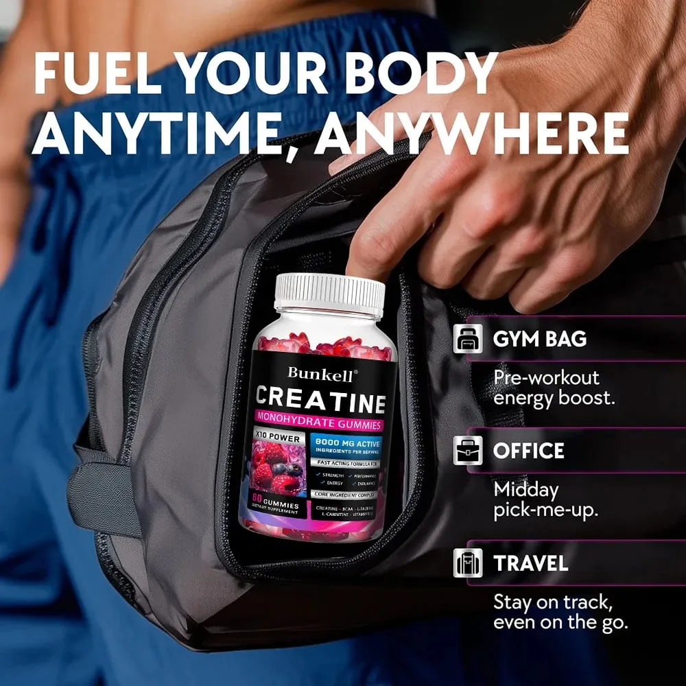 Kreatin monohydrátové gumy – 8000 mg před/po tréninku Fitness Posilování svalové hmoty Poskytněte energetické doplňky