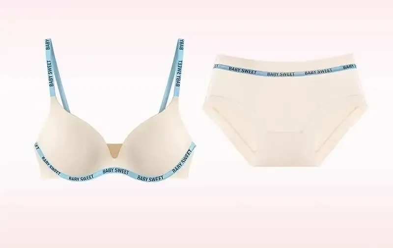 Trendy Dopamine Multicolor Seamless Bra Panty Set Sexy Push Up Small Bust Lift Wireless Soft Support Daily Party Plus Size 32-38