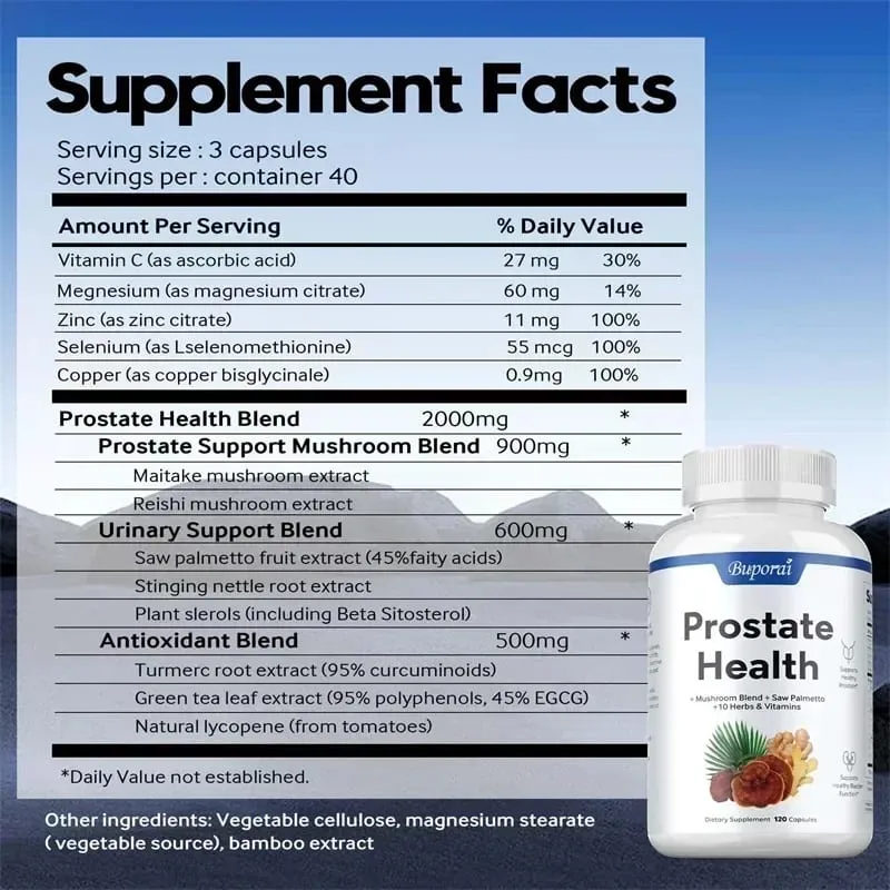 Prostate Health - Prevents Hair Loss Antioxidant Bladder Control Supports Urinary Tract Health Improves Immunity