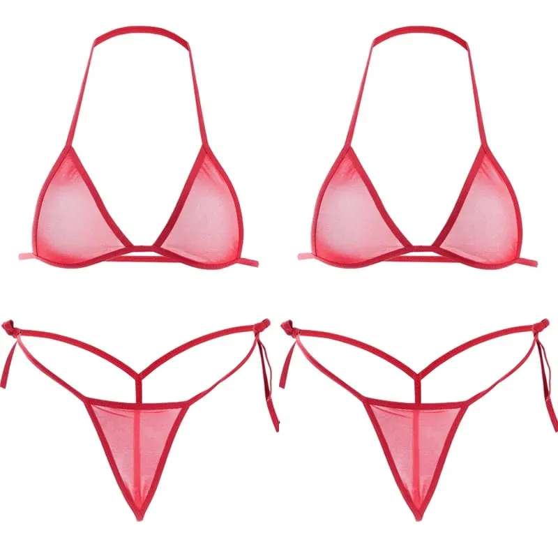 Set Lingerie Seksi Wanita 2 Buah Set Bra Tanpa Kawat Jaring Ultratipis Lingerie Set Pakaian Dalam Eksotis Transparan Wanita Ultra Panas — image 15