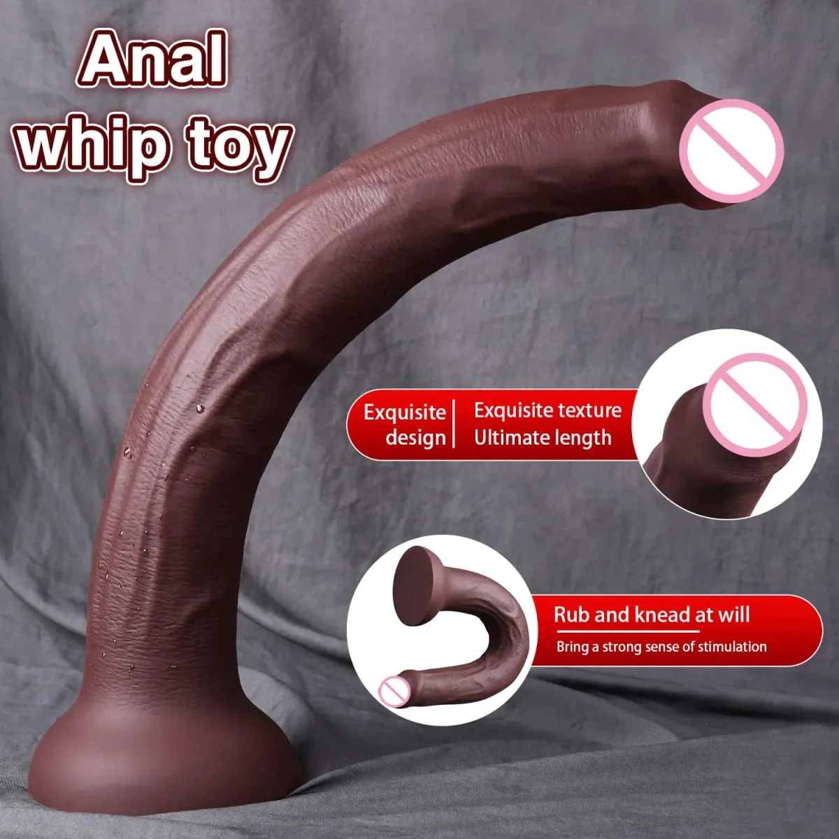 Long Dildo Realistic Snake Shape Single Layer Silicone Big Penis Soft Anal Sex Toys Suction Cup Dick for Women G-spot Orgasm 18+