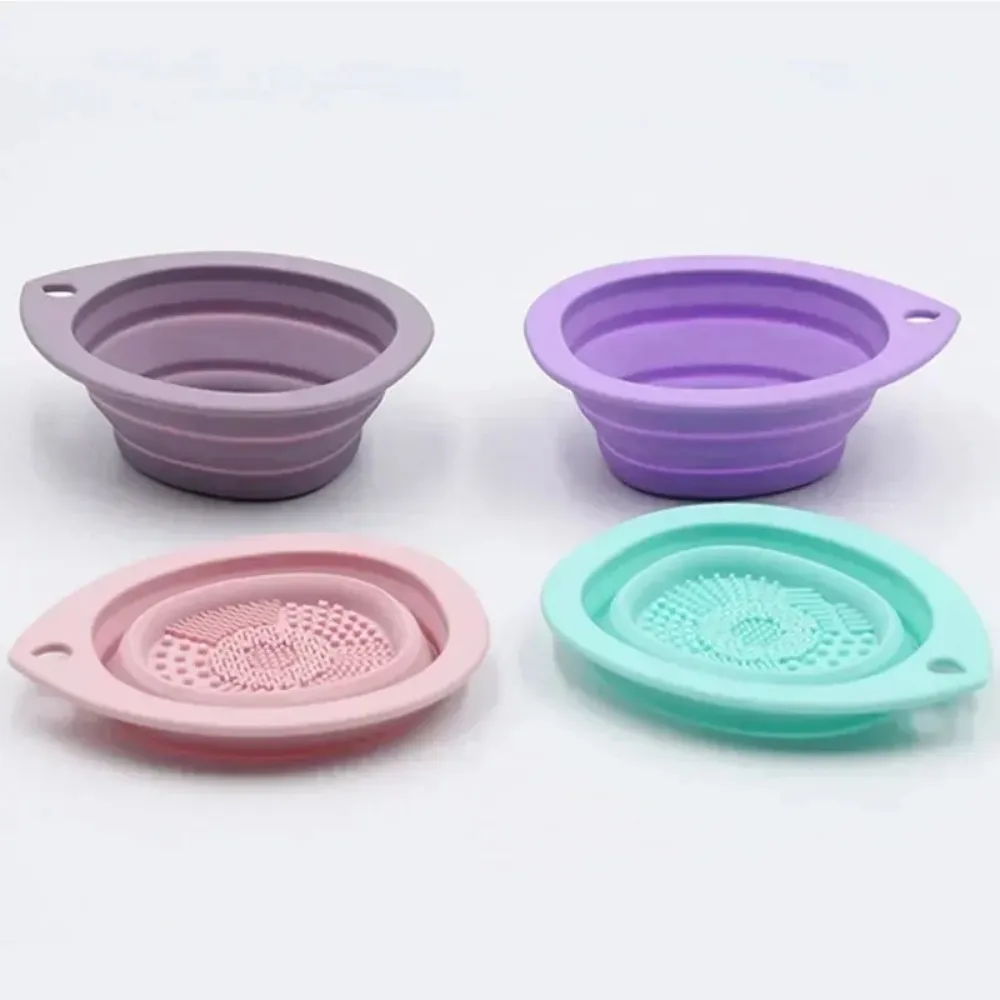 Soft Silicone Folding Makeup Brush Cleaning Bowl Powder Puff Cleaner Eyeshadow Brushes Wash Clean Mat Beauty Tools Scrubber Box
