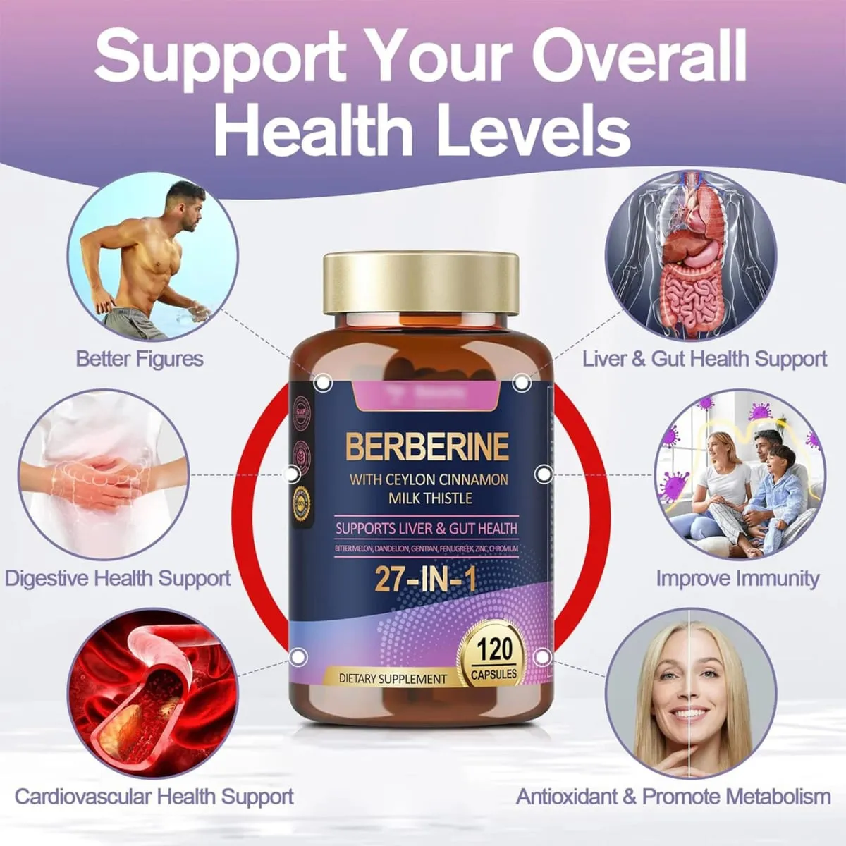Berberine Ceylon Cinnamon Milk Thistle Supplements - Antioxidant Supports Liver Digestion and Gut Health Boosts Immunity